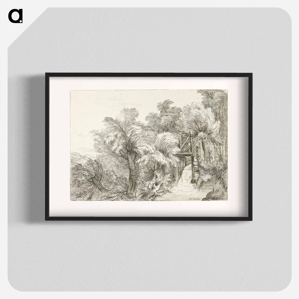 A Mill Lock in the Middle of Willows - フランソワ ブーシェ Poster.