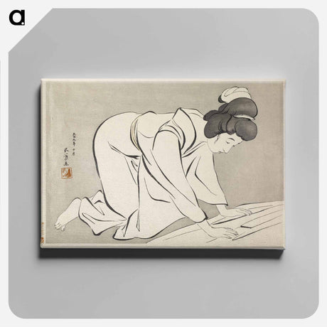 アートパネル-Woman Folding a Kimono
 - 橋口 五葉 Canvas.