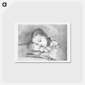 アートポストカード-Portrait of Juliette Courbet as a Sleeping Child - ギュスターヴ クールベ Postcard.