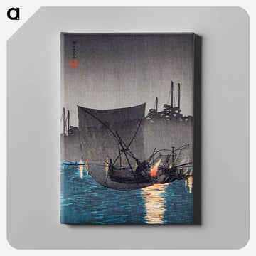 Tsukuda Island, Fishing Nets at Night - 高橋 弘明 Canvas.