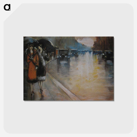 アートポストカード-Berliner Straße mit Droschken in Regen - レッサー ユリィ Postcard.