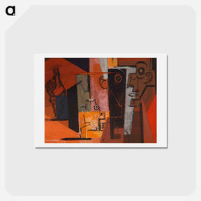 アートポストカード-Composition au visage et au coquillage - ルイ マルクーシ Postcard.