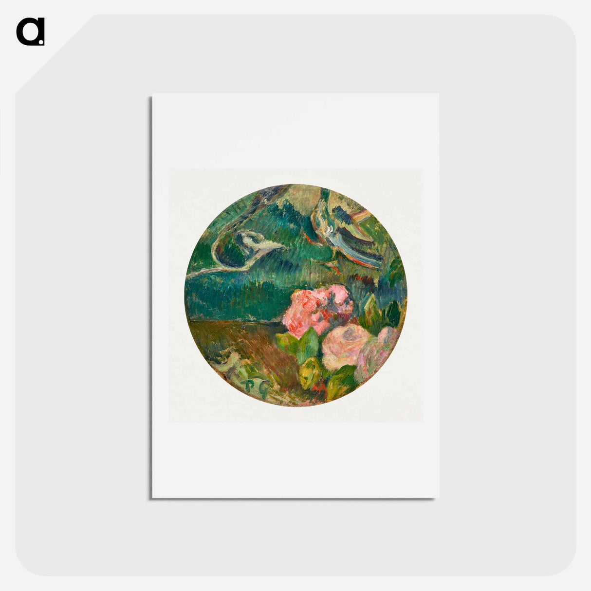 アートポストカード-Flowers and Bird - ポール ゴーギャン Postcard.