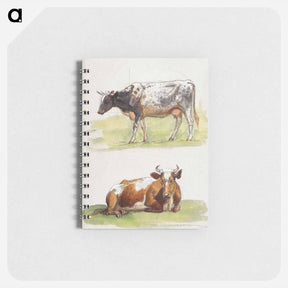 アートメモ帳-Cattle, a Cow Walking and a Cow Crouching - サミュエル コールマン Memo.