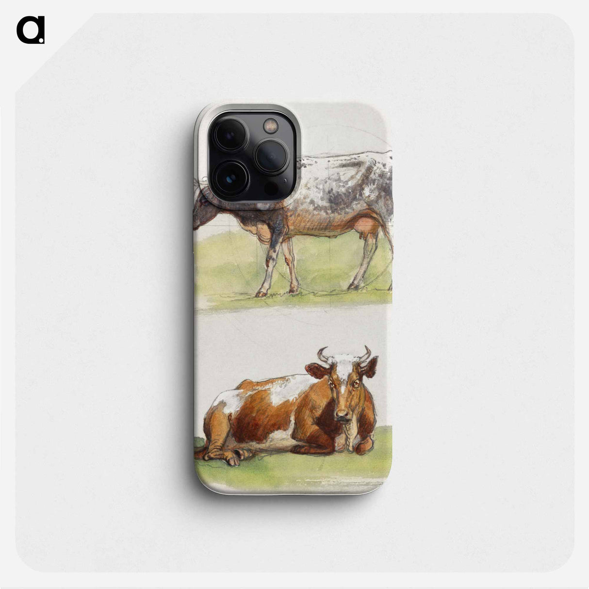 Cattle, a Cow Walking and a Cow Crouching - Samuel Coleman Phone Case.