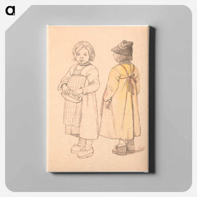 アートパネル-Two studies of a small Swedish boy from Leksand by Wilhelm Marstrand - ヴィルヘルム マーストランド Canvas.