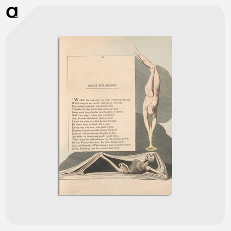 アートポストカード-Young's Night Thoughts, Page 19, Emblem of That Which Shall Awake the Dead - ウィリアム ブレイク Postcard.