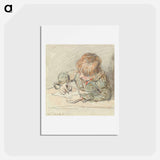 アートポストカード-A Boy Writing - ウィリアム ヘンリー ハント Postcard.