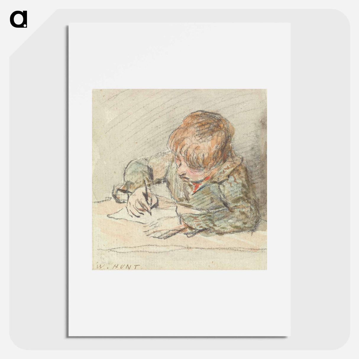 A Boy Writing - William Henry Hunt Poster.