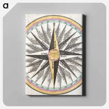 Compass rose detail from 1748 Bowen Mariner’s Compass and Armillary Sphere - アンティーク地図 Canvas.