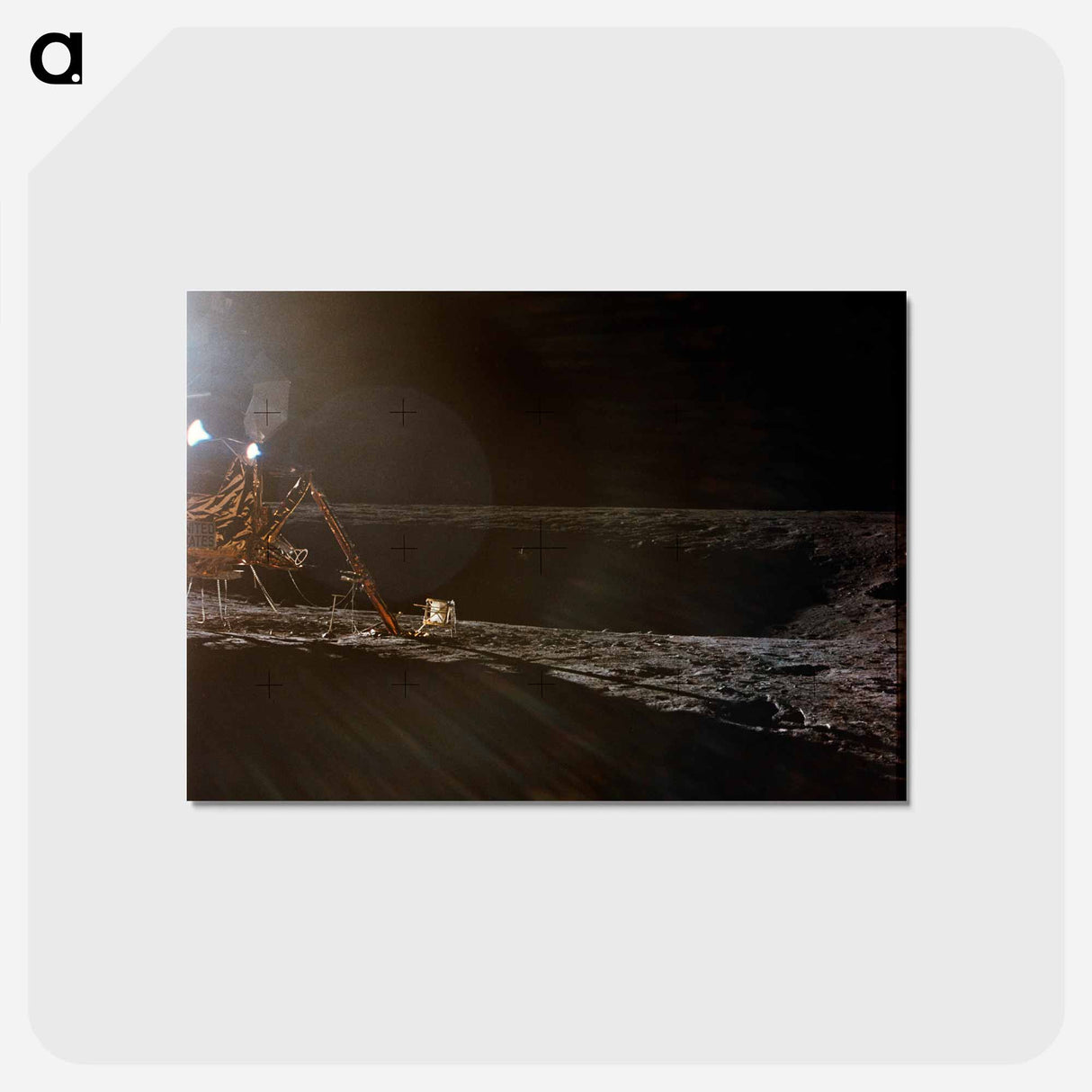 アートポストカード-Apollo 12 Lunar Landing Site - アポロ月面着陸 Postcard.