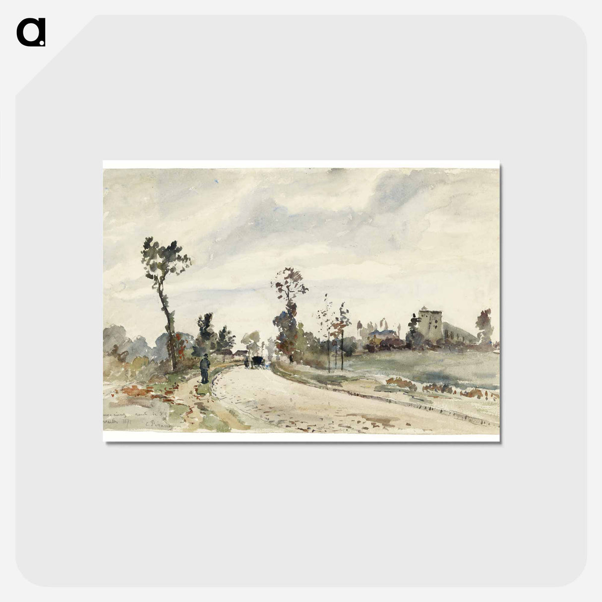 アートポストカード-Louveciennes, Route de Saint-Germain - カミーユ ピサロ Postcard.