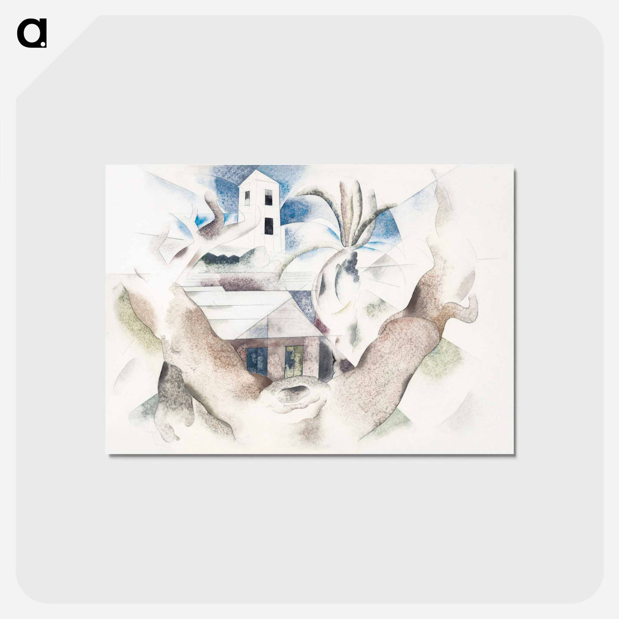 アートポストカード-Bermuda No. 1, Tree and House - チャールズ デムス Postcard.