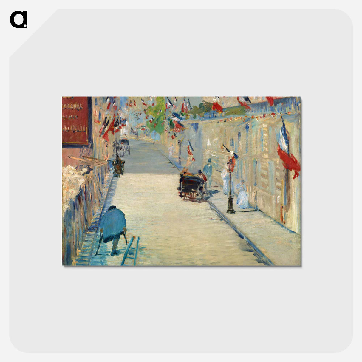 アートポストカード-The Rue Mosnier with Flags - エドゥアール マネ Postcard.