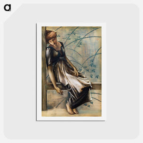 アートポストカード-The Briar Rose Series - Study for 'The Garden Court' - エドワード バーン ジョーンズ Postcard.