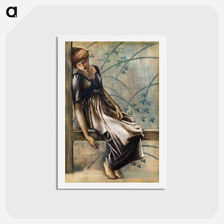 アートポストカード-The Briar Rose Series - Study for 'The Garden Court' - エドワード バーン ジョーンズ Postcard.