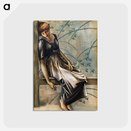 アートポストカード-The Briar Rose Series - Study for 'The Garden Court' - エドワード バーン ジョーンズ Postcard.