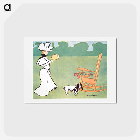 アートポストカード-Woman reading in the garden - エドワード ペンフィールド Postcard.