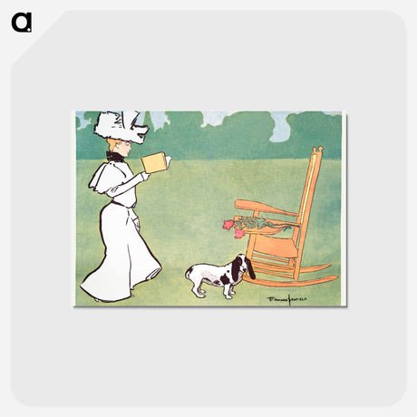 アートポストカード-Woman reading in the garden - エドワード ペンフィールド Postcard.
