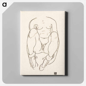アートパネル-Torso of a Seated Woman with Boots - エゴン シーレ Canvas.