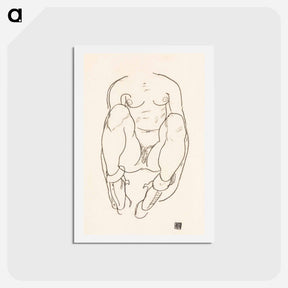 アートポストカード-Torso of a Seated Woman with Boots - エゴン シーレ Postcard.