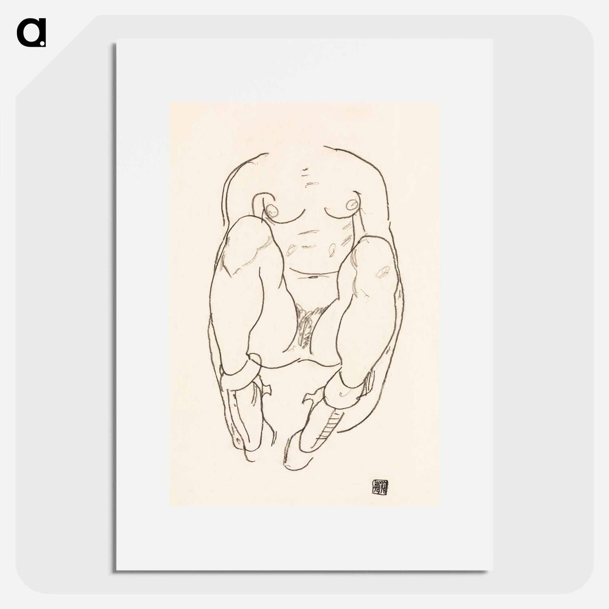 Torso of a Seated Woman with Boots - Egon Schiele Poster.