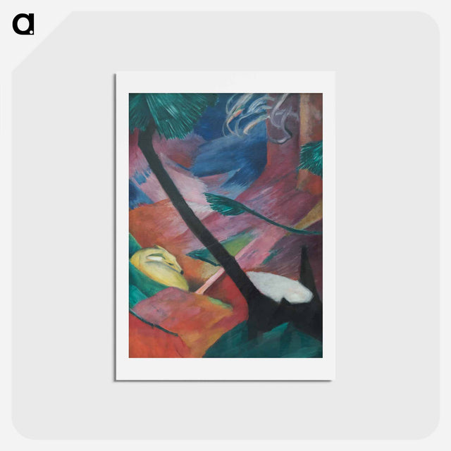 アートポストカード-Deer in the woods II - フランツ マルク Postcard.