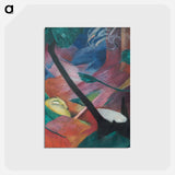 アートポストカード-Deer in the woods II - フランツ マルク Postcard.