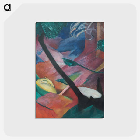 アートポストカード-Deer in the woods II - フランツ マルク Postcard.