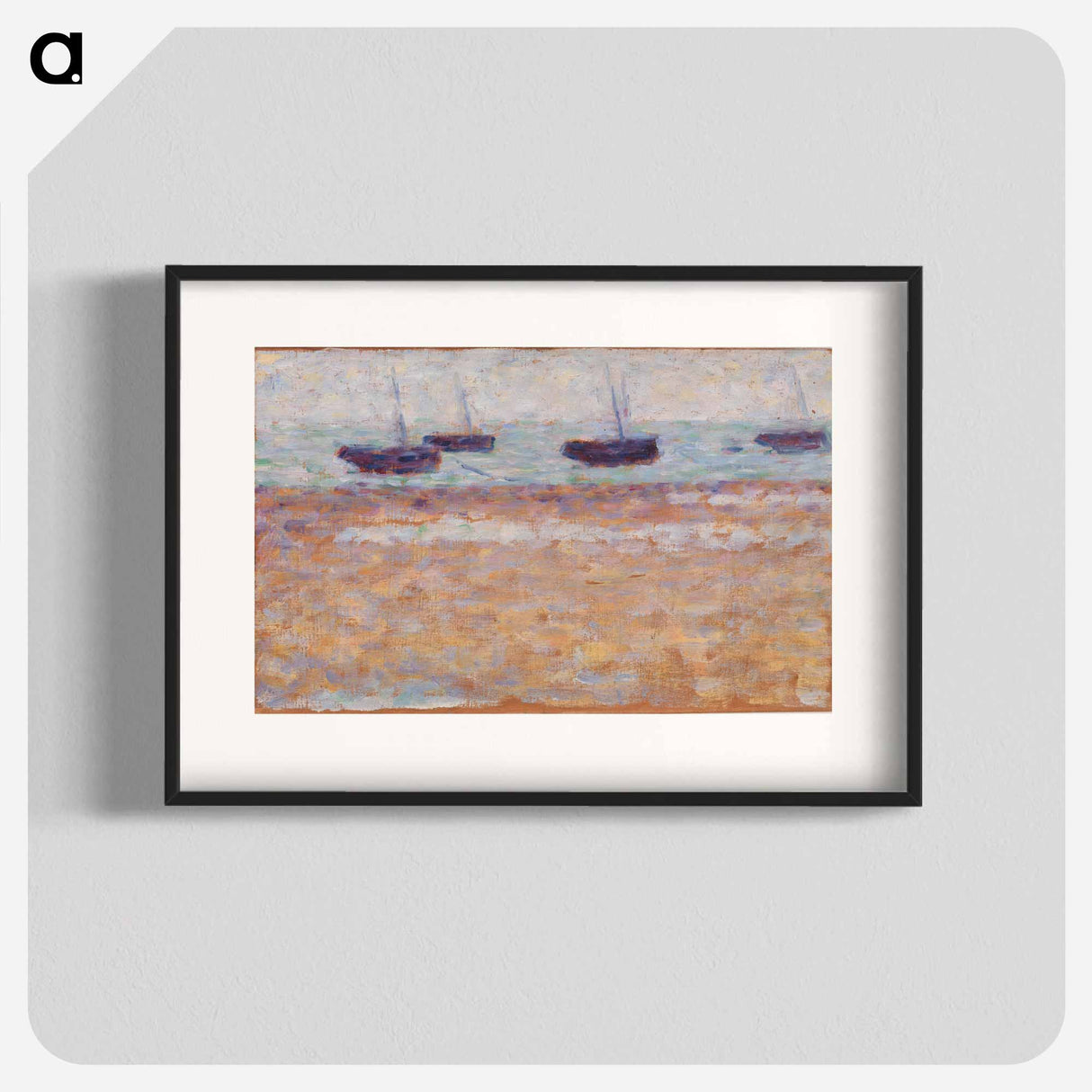 Four Boats at Grandcamp - Georges Seurat Poster.