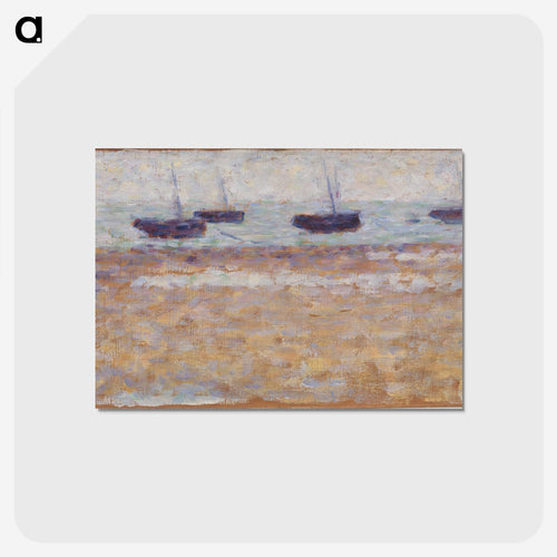 Four Boats at Grandcamp - ジョルジュ スーラ Postcard.