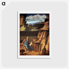 アートポストカード-St Jerome Reading in the Countryside - ジョヴァンニ ベッリーニ Postcard.