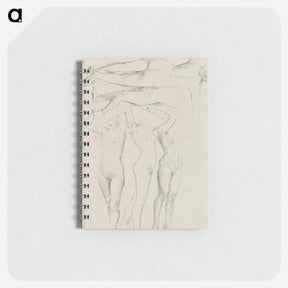 アートメモ帳-Vijf naaktstudies; drie met opgeheven armen, de andere op de rug gezien - アンリ ファンタン ラトゥール Memo.
