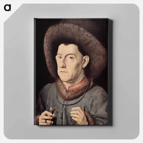 アートパネル-Portrait of a Man with Carnation - ヤン ファン エイク Canvas.