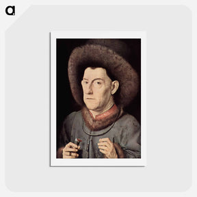 アートポストカード-Portrait of a Man with Carnation - ヤン ファン エイク Postcard.