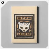 Ontwerp voor een ex libris met de initialen MH en de kop van een kat by Julie de Graag - Julie de Graag Canvas.