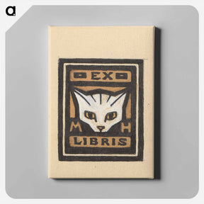 アートパネル-Ontwerp voor een ex libris met de initialen M.H. en de kop van een kat by Julie de Graag - ユリー デ フラーハ Canvas.