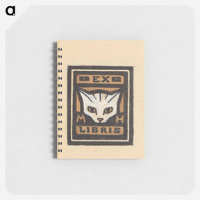アートメモ帳-Ontwerp voor een ex libris met de initialen M.H. en de kop van een kat by Julie de Graag - ユリー デ フラーハ Memo.