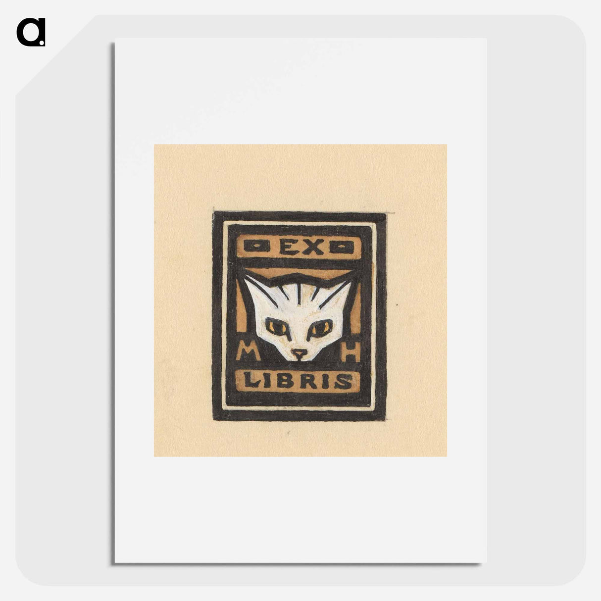 Ontwerp voor een ex libris met de initialen M.H. en de kop van een kat by Julie de Graag - ユリー デ フラーハ Poster.