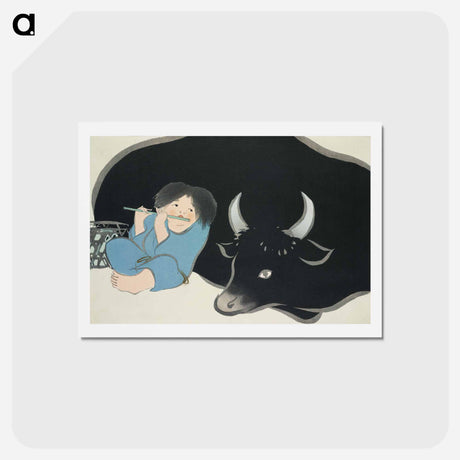 アートポストカード-Flute player from Momoyogusa–Flowers of a Hundred Generations - 神坂 雪佳 Postcard.