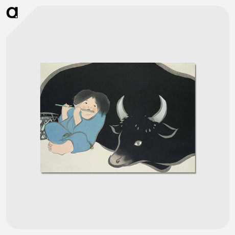 アートポストカード-Flute player from Momoyogusa–Flowers of a Hundred Generations - 神坂 雪佳 Postcard.