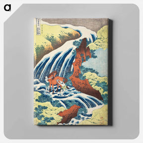 アートパネル-Waterfall where Yoshitsune Washed his Horse, Yoshino, Yamato Province - 葛飾 北斎 Canvas.