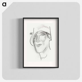 アートポスター-Woman's head and face drawing by Leo Gestel - レオ ヘステル Poster.