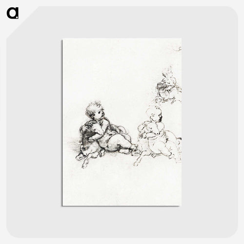 子羊を抱く幼子キリストのための習作 - レオナルド ダ ヴィンチ Postcard.