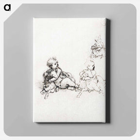 アートパネル-Studies for the Christ Child with a Lamb - レオナルド ダ ヴィンチ Canvas.