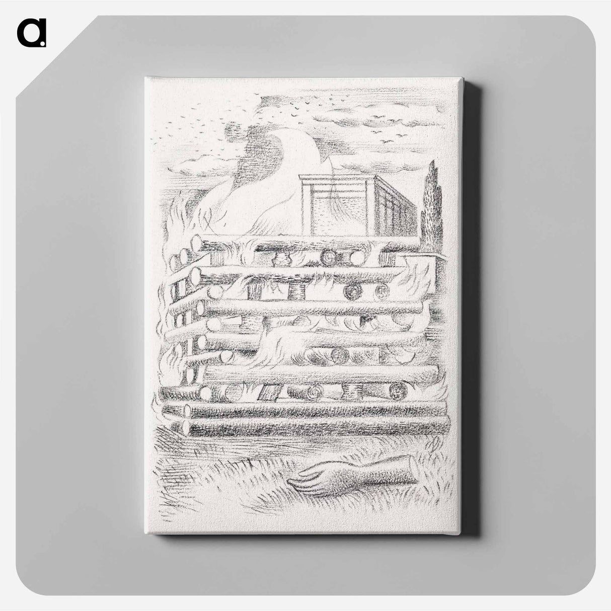 アートパネル-Design for Urne Buriall–Funeral Pyre - ポール ナッシュ Canvas.