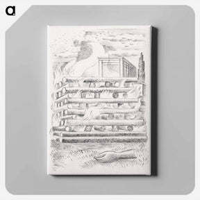 アートパネル-Design for Urne Buriall–Funeral Pyre - ポール ナッシュ Canvas.