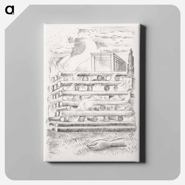 アートパネル-Design for Urne Buriall–Funeral Pyre - ポール ナッシュ Canvas.