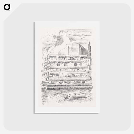 アートポストカード-Design for Urne Buriall–Funeral Pyre - ポール ナッシュ Postcard.