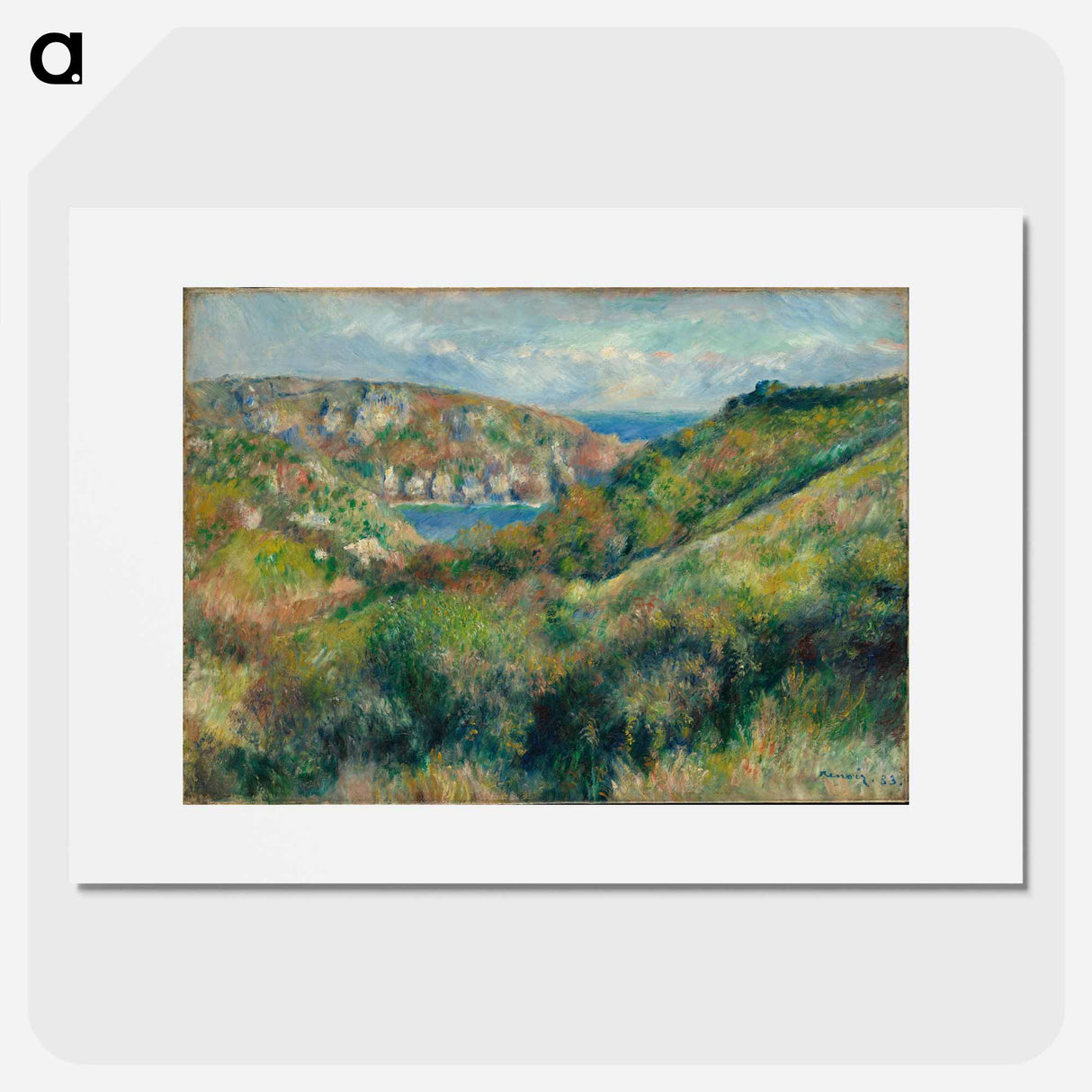 アートポスター-Hills around the Bay of Moulin Huet, Guernsey - ピエール オーギュスト ルノワール Poster.